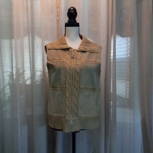 Designers studio sweater/ leather vest